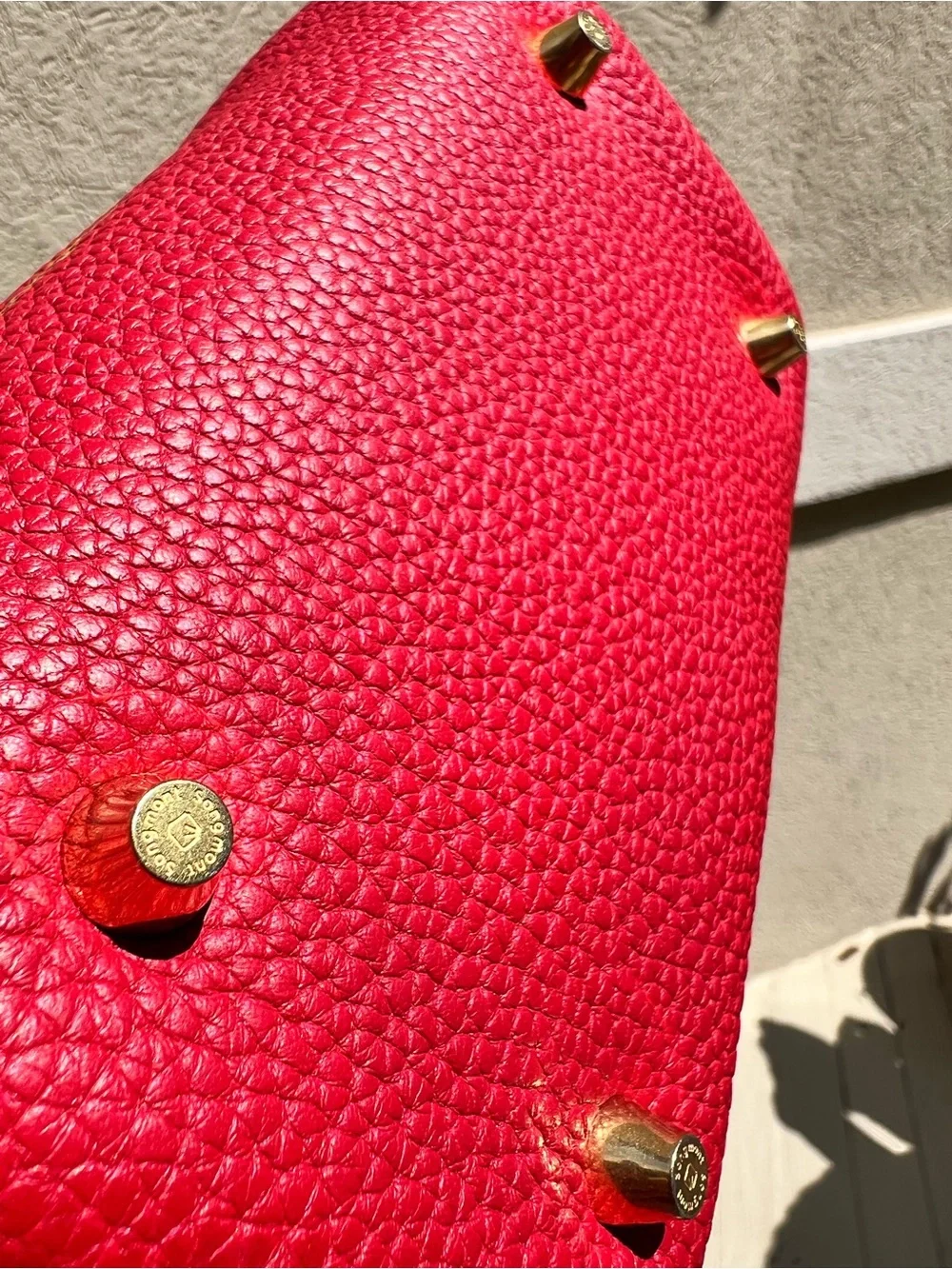 Songmont Mini Song Bag - Lucky Red Soft Leather Bucket Handbag